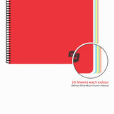 Spiral Note Book No.89, 200 Pages, (22cm x 19cm) (Multi-coloured pages) (Five Colour in One)